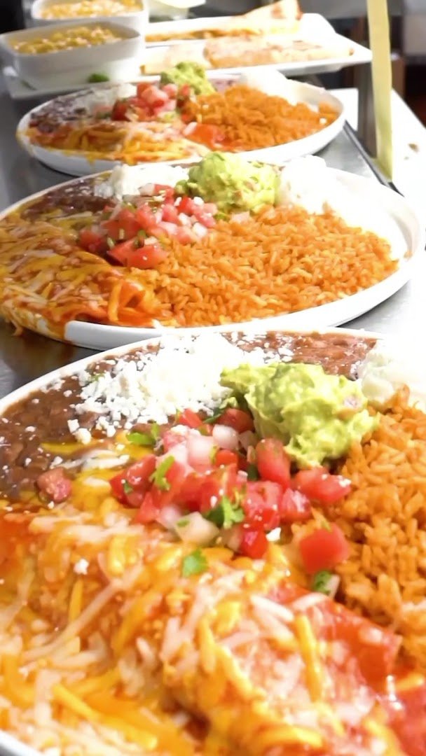 Colorful Mexican plates on a restaurant table.
